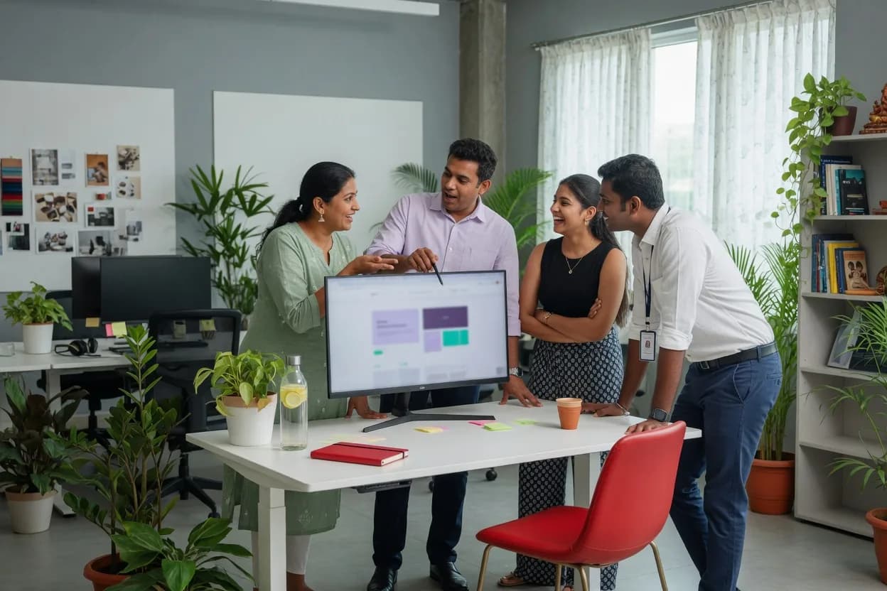 JB Soft System team collaborating on a website project in Chennai